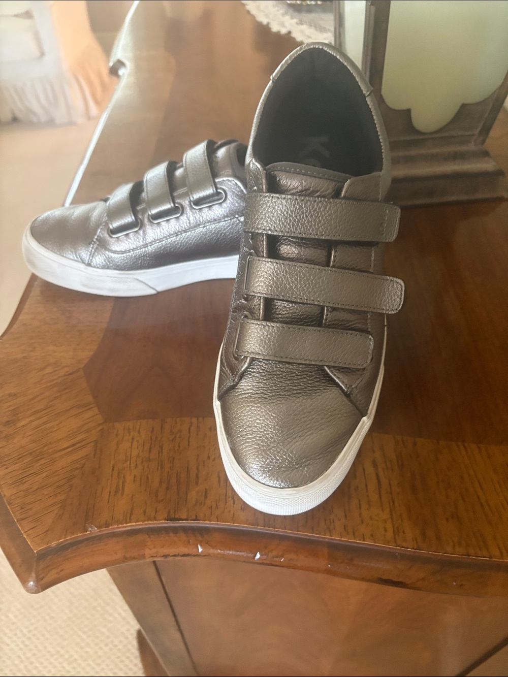 Keds Metallic Silver Velcro Sneakers